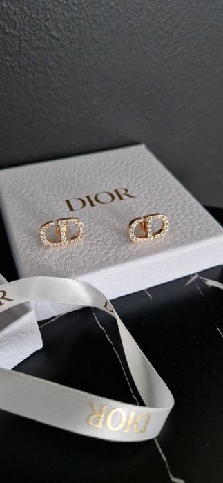 Kolczyki dior cd nowe cyrkonie złote