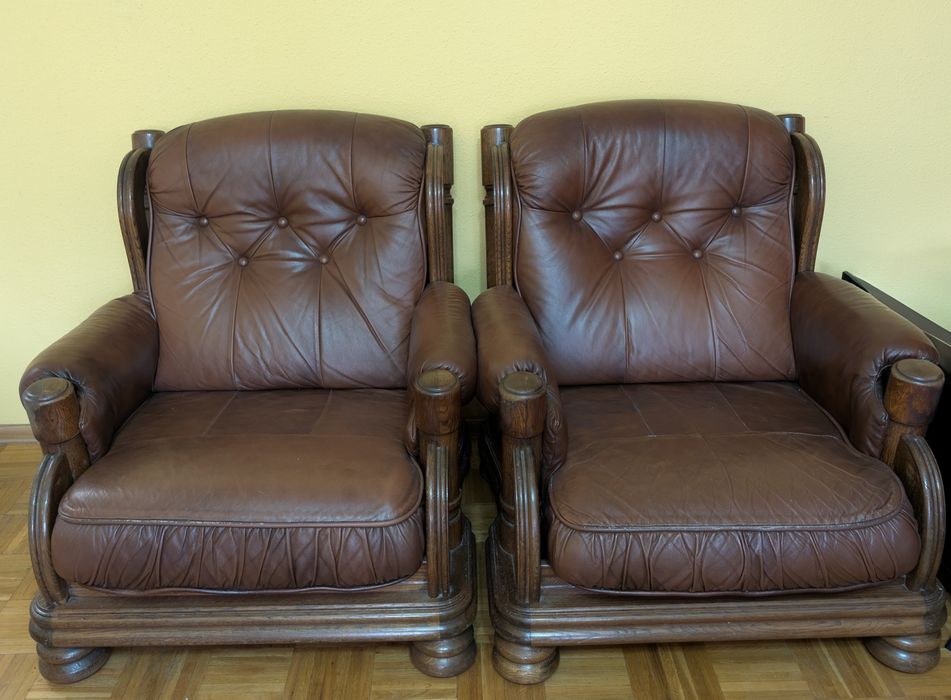 Skórzany komplet wypoczynkowy 3+1+1  sofa + 2 fotele