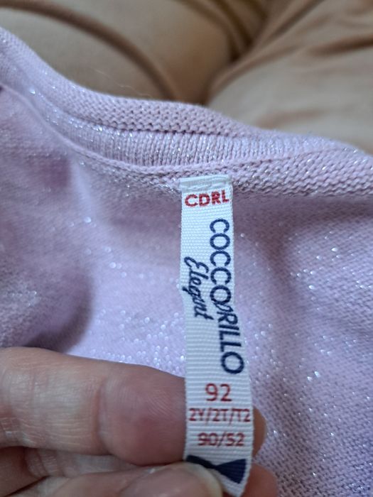 Różowy sweterek ze srebrną błyszczącą nitką r 92 coccodrillo dziewczyn