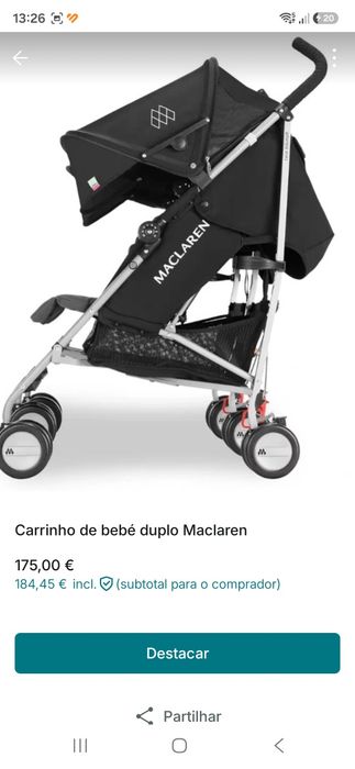 Carrinho Gémeos Maclaren Twin Triumph – Muito Bom Estado