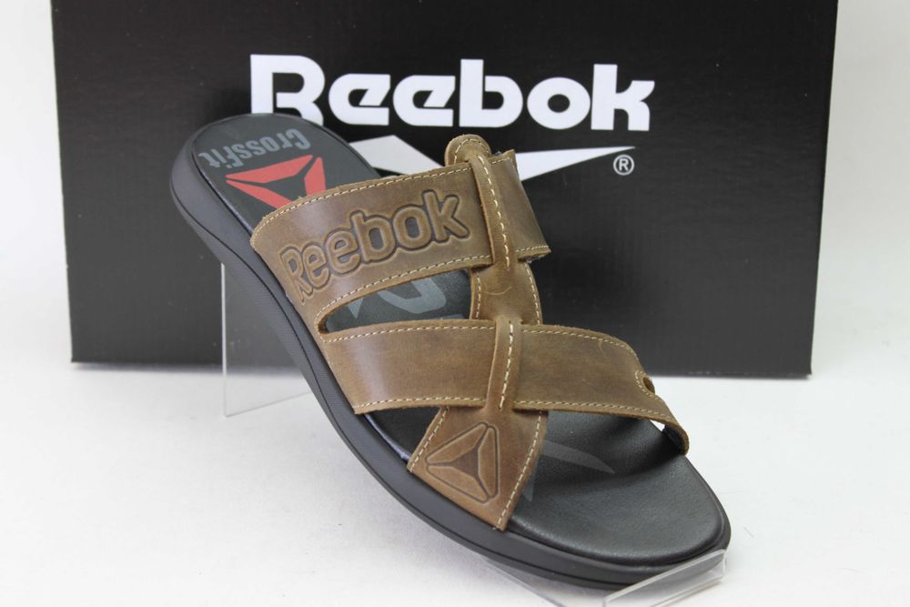 Reebok — кожаные сабо шлёпанцы шлепки ляпанці шльопанки (R-33оливка)