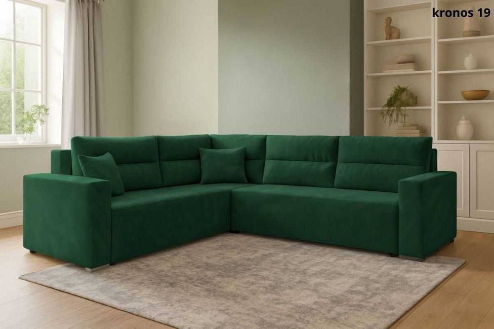 NAROŻNIK z funkcją spania ROGÓWKA rozkładana LUNO pojemnik PRODUCENT