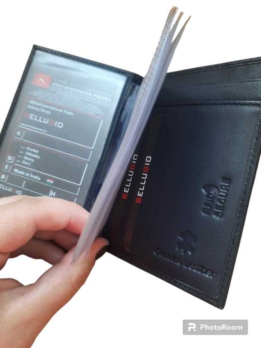 Granatowe eleganckie na karty skórzane!