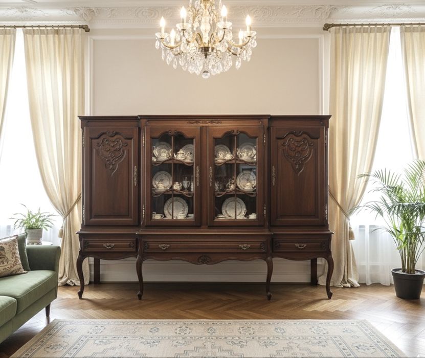 Вітрина сервант бібліотека дерево вітраж шкаф бу 4155