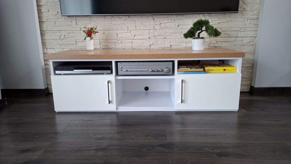 Szafka RTV biała dąb 150 cm
