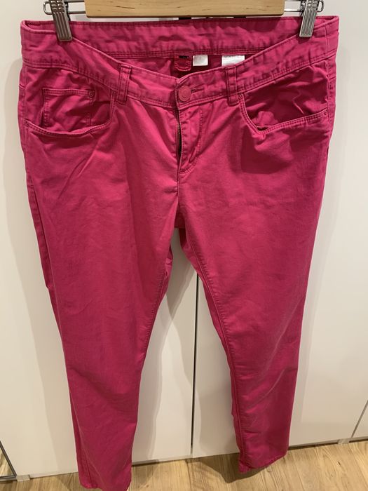 Różowe spodnie H&M slim fit 40 długie proste