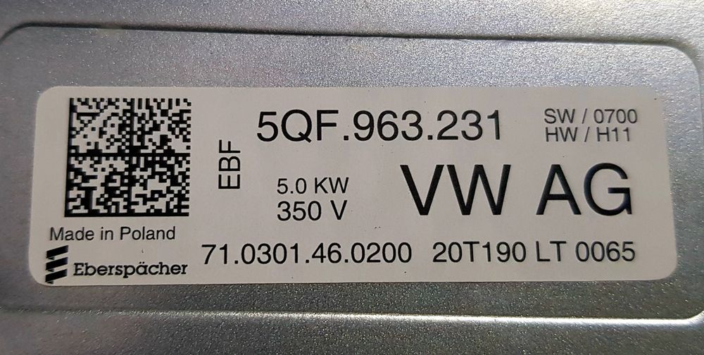 Moduł podgrzewacza płynu chłodzącego VW Eberspächer 5Q​F.963.2​31 NOWE