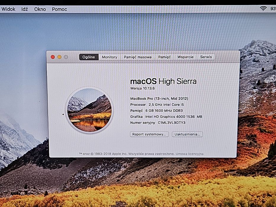 Laptop MacBook Pro 13 2012 i5 6/128GB