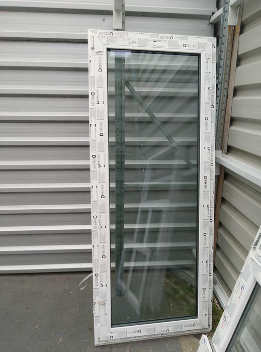 Drzwi Balkonowe PCV 87x210 2 Szybowe RU R-Rozwierno U-Uchylne Białe Nowe