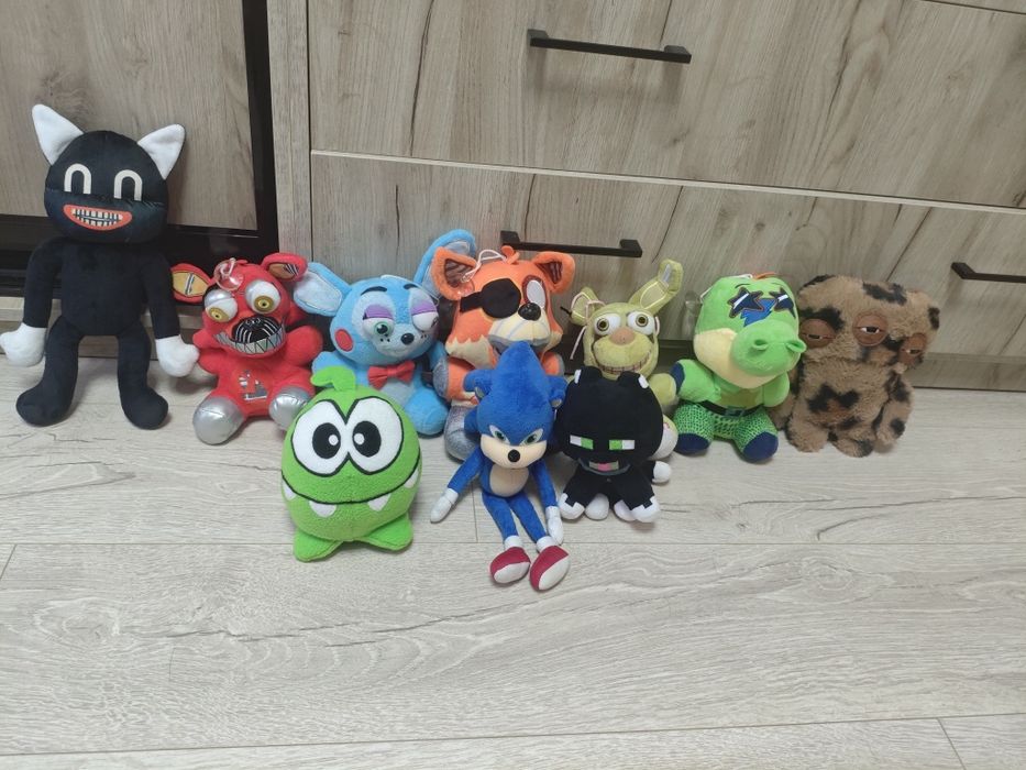 Мягкие игрушки Fnaf, Fugler, Sonic, Minecraft, картун кет,Ам ням