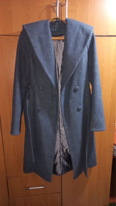 Пальто драповое серое зимнее