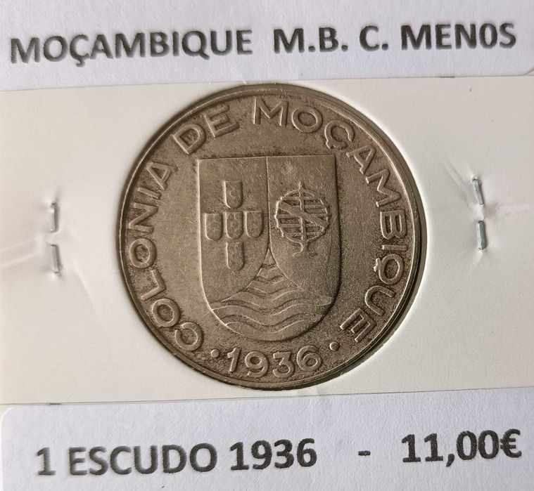 1 Moeda Portuguesa de 1 Escudo 1936 Ex Colónia de Moçambique (Níquel)