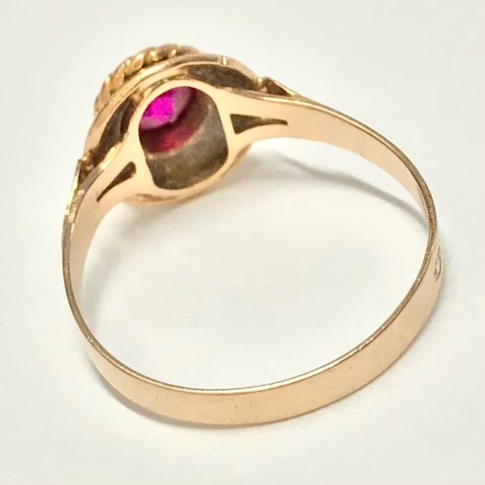 Złoty PIERŚCIONEK 14K cudowny różowy AMETYST r.17