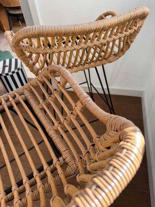 Set of 2 Rattan Bar Stools - 2 x Banquetas de bar em rattan