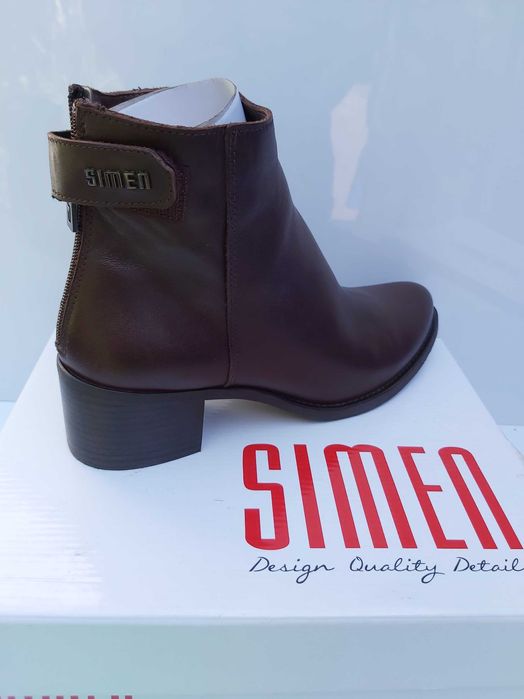 Buty SIMEN botki skórzane brązowe półbuty 40