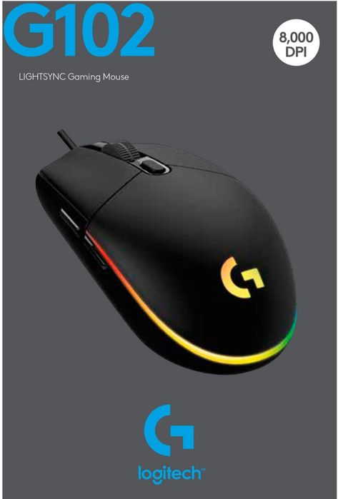 Logitech G102‼️LightSync Gaming Black 8000dpi Игровая мышь
