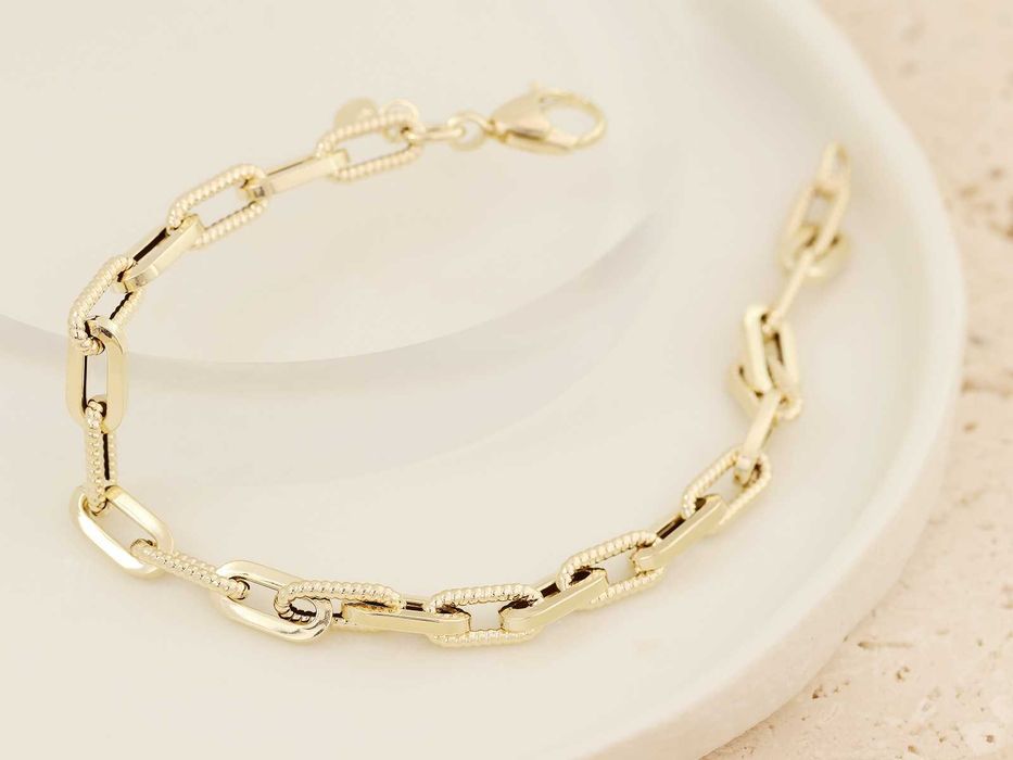 Nowa modna złota bransoletka duże owalne ogniwa PR 585