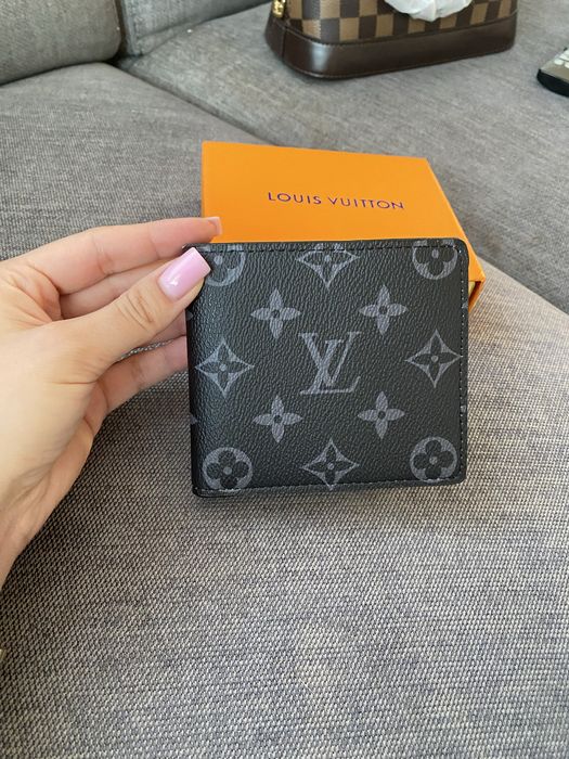 Portfel męski  LV Louis Vuitton monogram skórzany skóra szary czarny