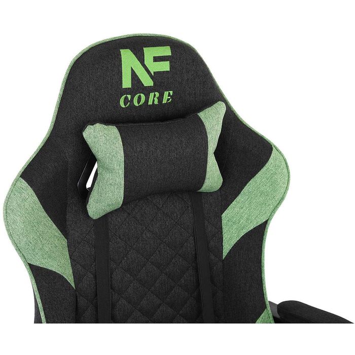 Fotel Gamingowy z podnóżkiem INFINI Core Green z tkaniny