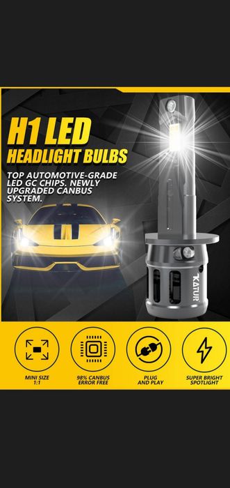 Потужні лампи Led із цоколем H1 KATUR.

Корпус з авіаційного алюмінію!