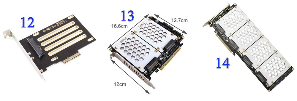 Адаптер SSD типа M.2 NGFF NVMe и U.2, U.3 SFF-8639 на PCI-e x1, x4, x8