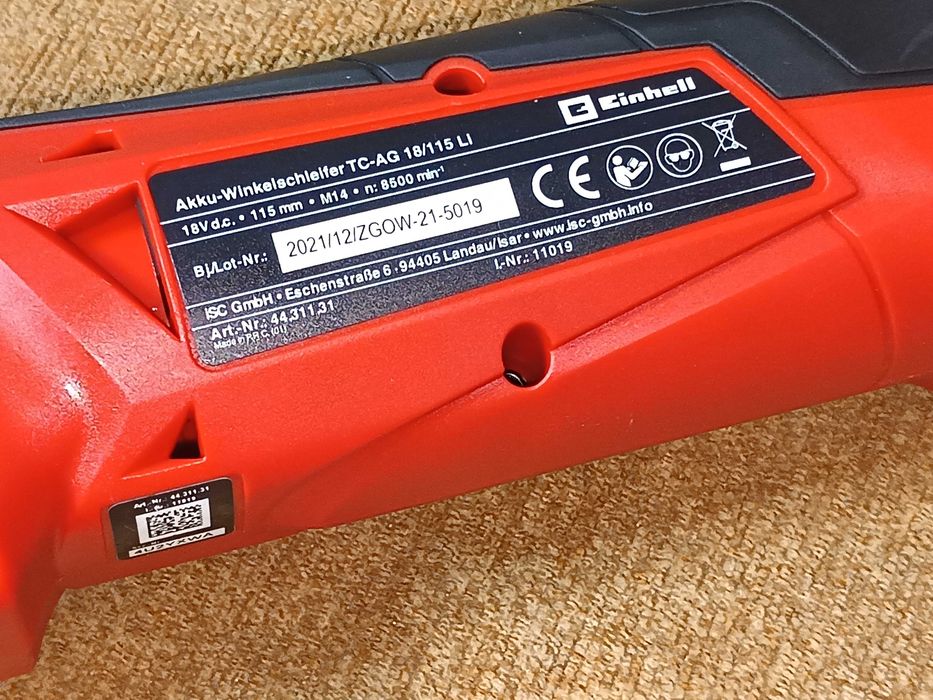 Einhell szlifierka kątowa akumulatorowa TC-AG 18/115 sprawna stan +bdb