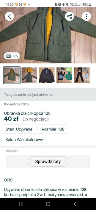 Paka ubrań dla chłopca 134