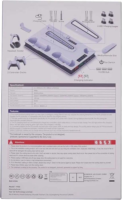 Suporte vertical ventiladores de refrigeração PS5/PS5 Slim