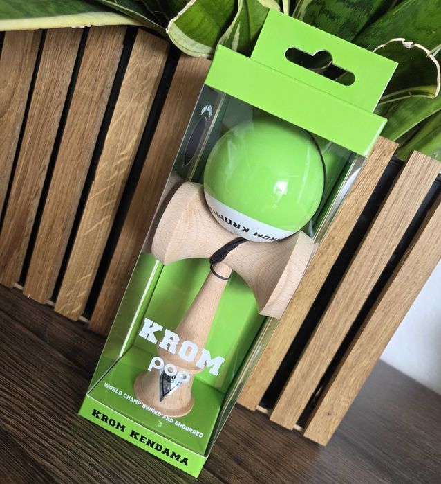 Kendama KROM POP z dodatkową powłoką LOL zielony oryginał + akcesoria