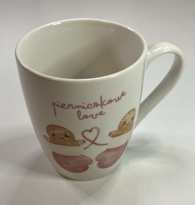 Kubek porcelanowy 360 ml biały Piernikowe Love ryflowany