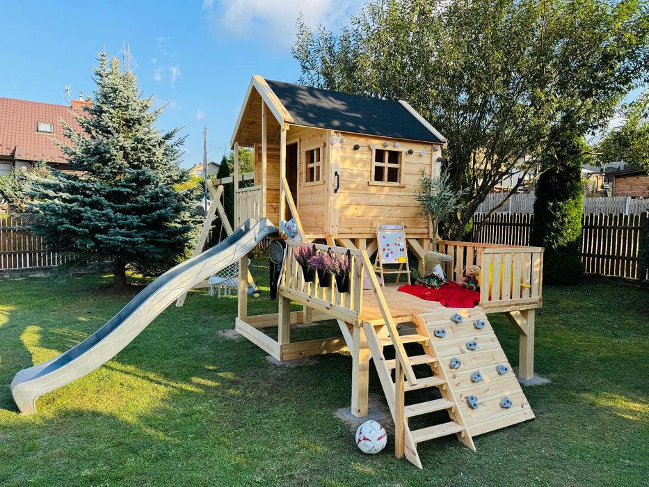 Plac zabaw solidny domek dla dzieci duży huśtawka