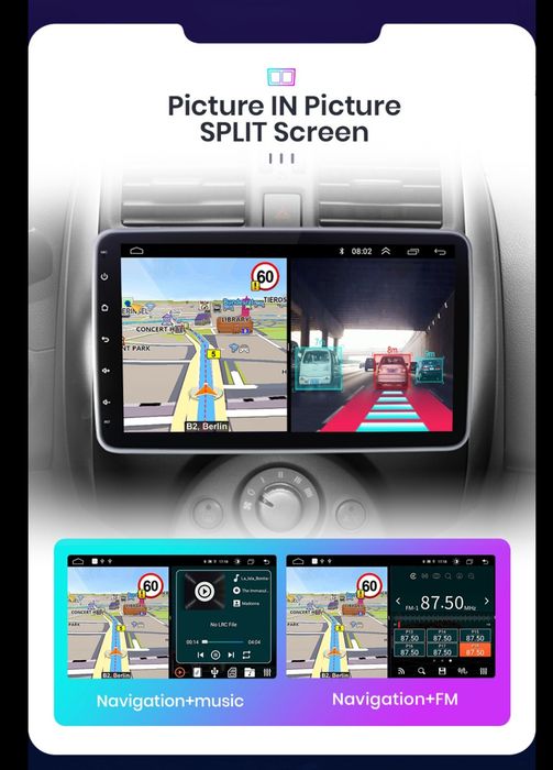 Rádio Android CarPlay Universal Ecrã Rotativo 10" 4/64GB WiFi GPS BT