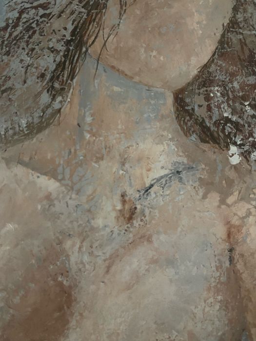 Quadro nu de mulher, pintado á mão em tela