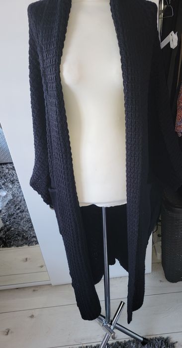 Czarny  kardigan, długi, fason oversize, 44 do 50,