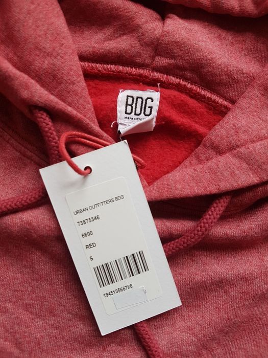 S 36 BDG Urban outfitters bluza damska kangurka z kapturem red