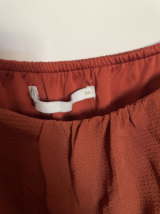 Vestido comprido cor de ferrugem/laranja queimado