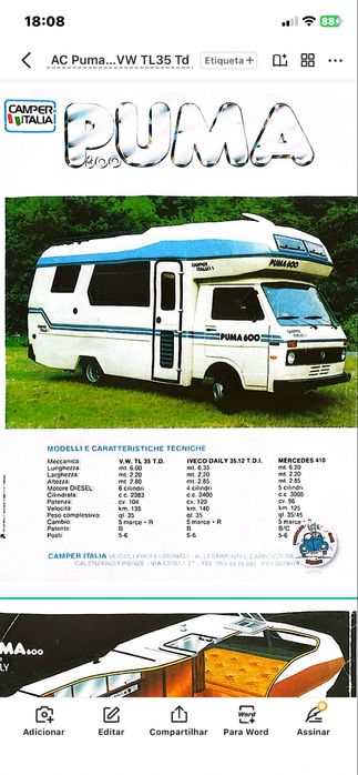 Autocaravana Camper Italia Puma600