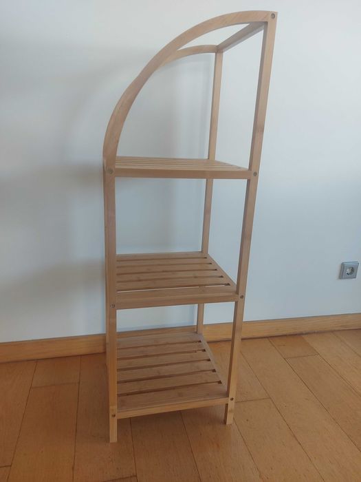 Prateleira de bambu arqueada com 3 níveis 110,5x37x35cm