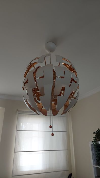 Candeeiro branco/cobre