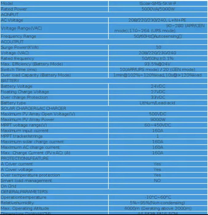 Powland 5000в 24в гибридный солнечный инвертор 5000w 24v wifi под солнечные панели lifepo4