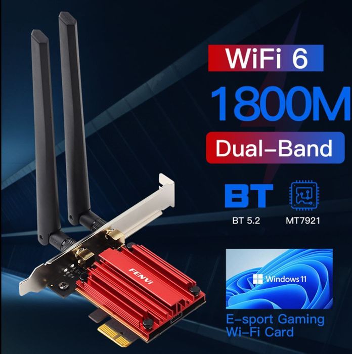 Бездротовий адаптер FENVI WiFi 6 PCI-E AX1800 WiFi 6 Bluetooth 5.2