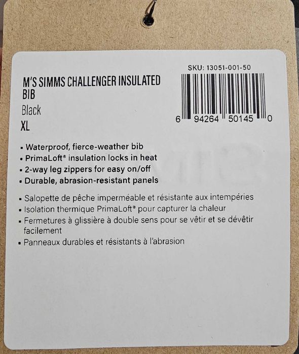 Simms Challenger Insulated bib + jacket, ocieplany zestaw wędkarski