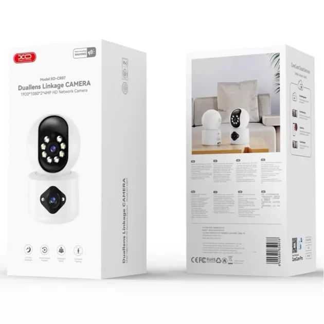 Вулична смарт камера XO CR04 Robot Dual захистом від води та пилу IP66 зйомка Full HD пам'яті до 128Gb та модулем Wi-Fi 2.4G