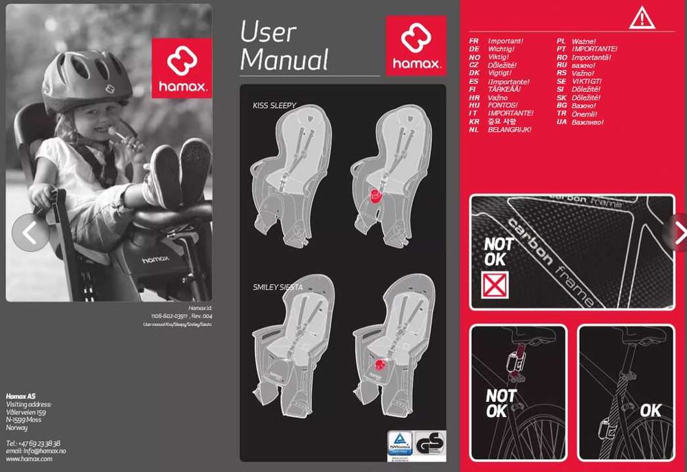 Cadeira de Transporte de Criança para Bicicleta - HAMAX SMILEY