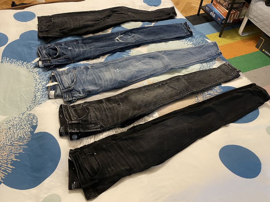5 par jeansów spodni stradivarius zara levis wrangler lee 32/34 xs xxs