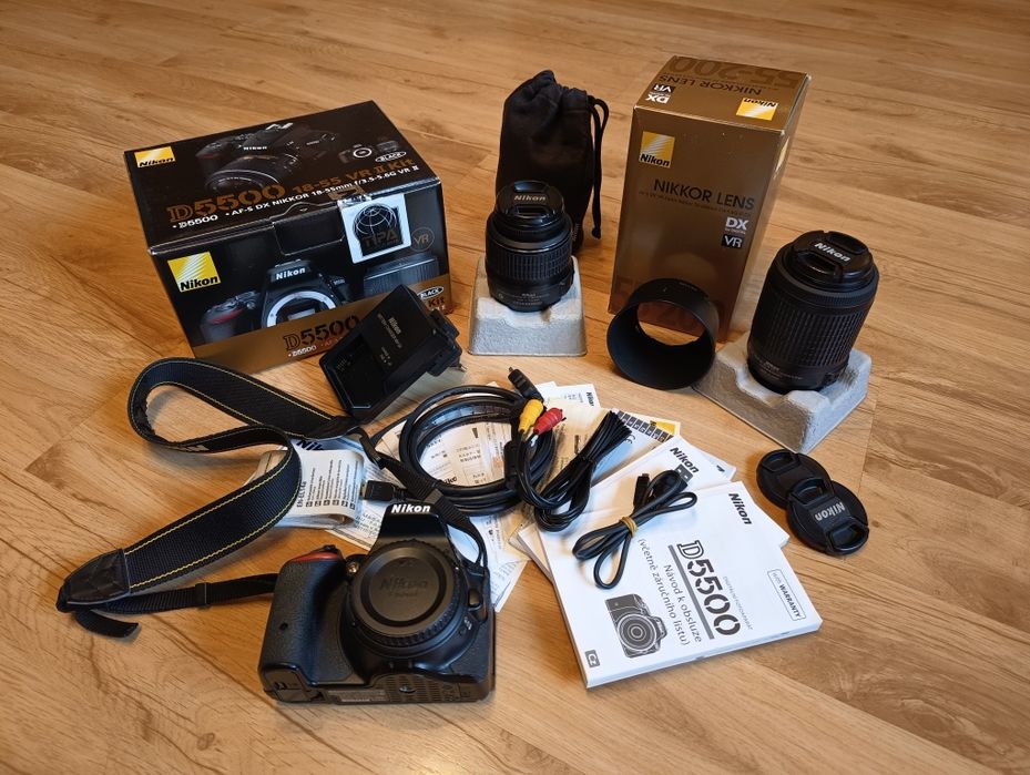 Nikon D5500 Nikkor 18-55 VR II 55-200 VR i akcesoria
