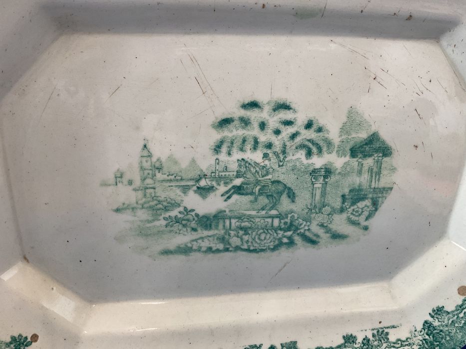 Travessa faiança sacavem verde 40x28 cm