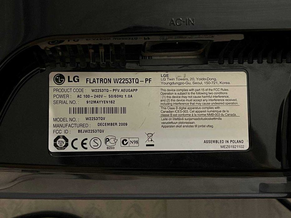 Монітор Lg Flatron W2253TQ-PF