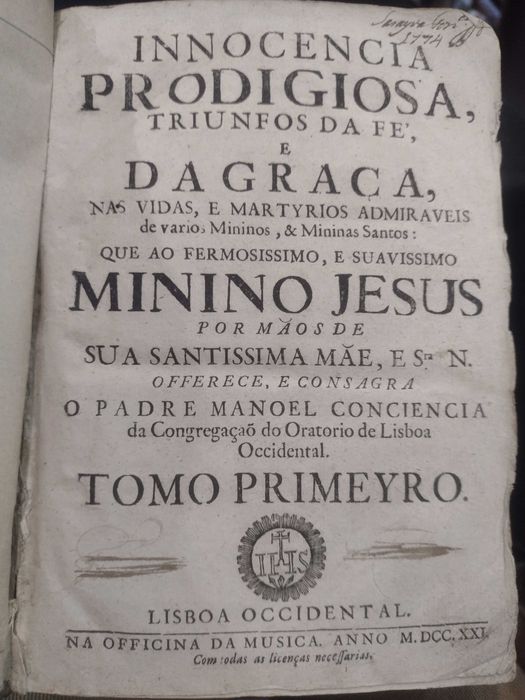 Innocencia Prodigiosa Triunfos da fé e da Graça 1721