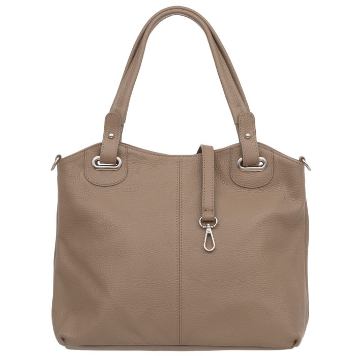 VERA PELLE torebka skórzana shopper z paskiem na ramię V658 taupe